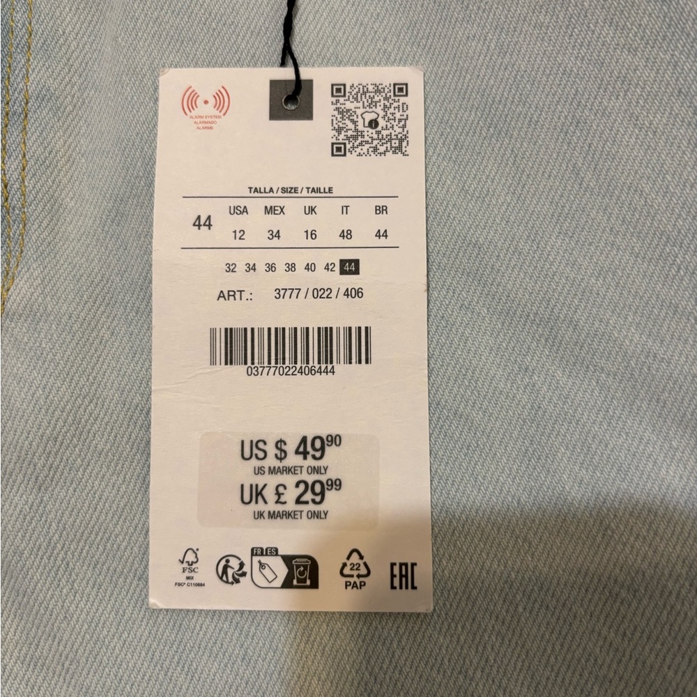 Zara High Waist Palazzo Fit Jeans in Light Blue Size 12. NWT - Picture 10 of 14
